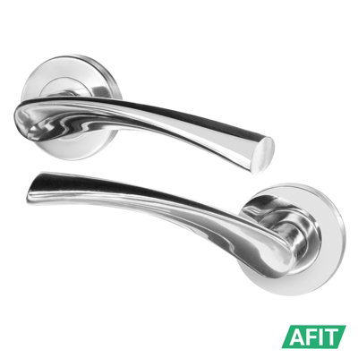 AFIT Latch Pack Door Handles Twist Lever Polished Chrome PACK OF 4 With 64mm Tubular Latch & 76mm Hinges - Novi Range