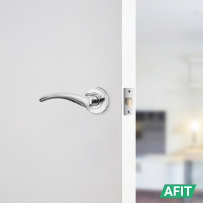 AFIT Latch Pack Door Handles Twist Lever Polished Chrome PACK OF 4 With 64mm Tubular Latch & 76mm Hinges - Novi Range