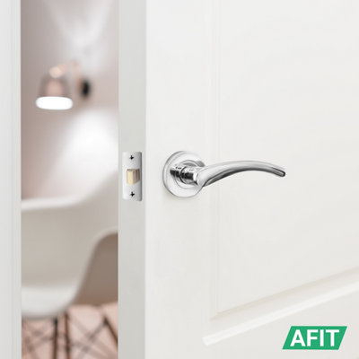 AFIT Latch Pack Door Handles Twist Lever Polished Chrome PACK OF 4 With 64mm Tubular Latch & 76mm Hinges - Novi Range