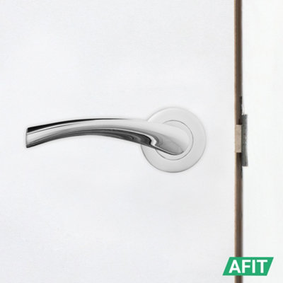 AFIT Latch Pack Door Handles Twist Lever Polished Chrome PACK OF 4 With 64mm Tubular Latch & 76mm Hinges - Novi Range