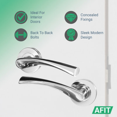 AFIT Latch Pack Door Handles Twist Lever Polished Chrome With 64mm Tubular Latch - Novi Range