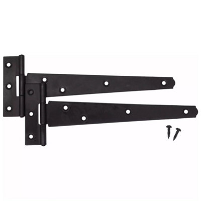 AFIT Light Tee Door and Gate Hinge - 250mm / 10 inch - Black - including all fixing screws