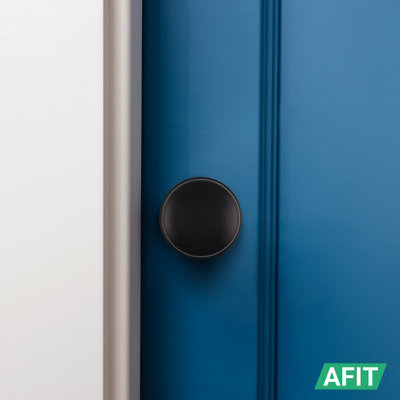 AFIT Lined Door Knob Set Matt Black - 1 Pair of Mortice Knobs (55mm) & Latch (76mm) for Internal Doors