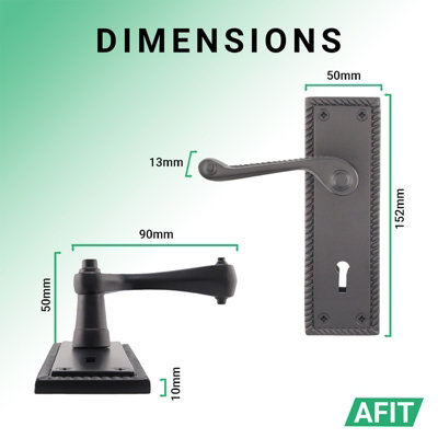 AFIT Matt Back Georgian Scroll Internal Door Handles for Lock - Keyhole