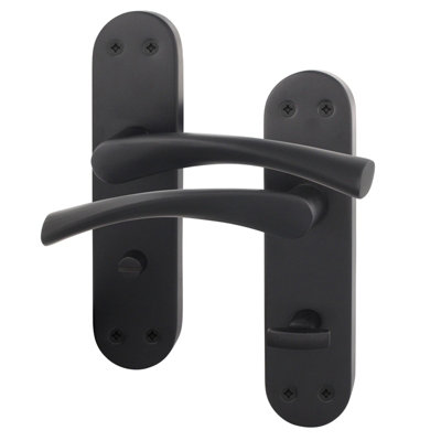 AFIT Matt Black Bathroom Door Handles - Novi Backplate Range