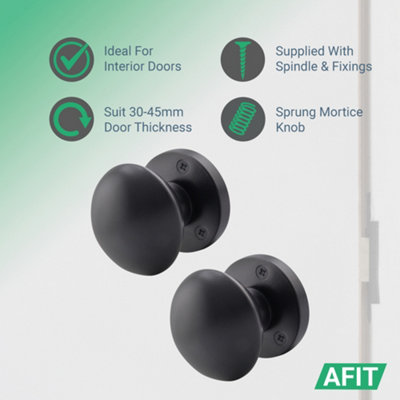 AFIT Matt Black Bathroom Door Knob Set - 1 Pair of Victorian Mortice ...