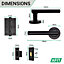 AFIT Matt Black Door Handle Latch set, Pack of 4 - Round T-Bar Internal Door Handles, Latch (66mm), Hinges (76mm) Matt Black Lever