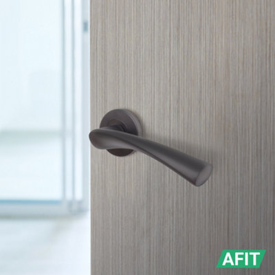 AFIT Matt Black Door Handle Set - Pack 4 - Includes Black Door Handles & 64mm Latch - Novi Range