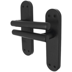 AFIT Matt Black Door Handles Latch T-Bar Door Handle on Backplate 175x42mm Latchset