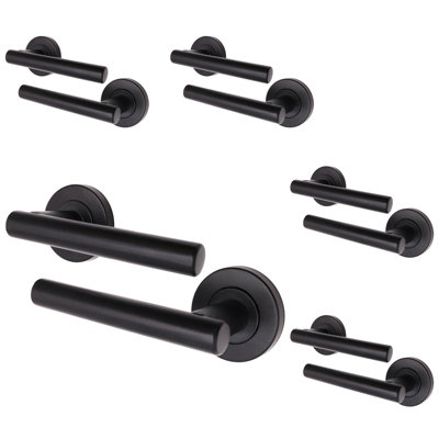 AFIT Matt Black Door Handles - Pack 5 Internal Door Handles - Olvera Range