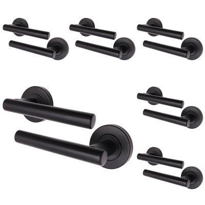 AFIT Matt Black Door Handles - Pack 6 Internal Door Handles - Olvera Range