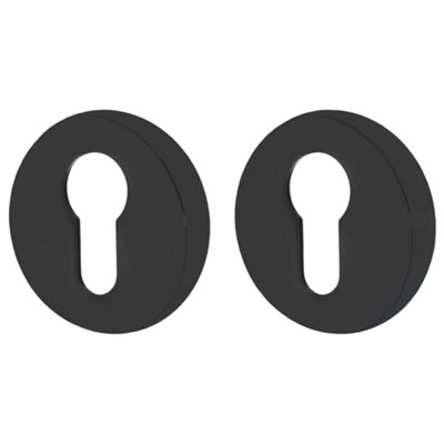 AFIT Matt Black Euro Profile Keyhole Escutcheon - Pair