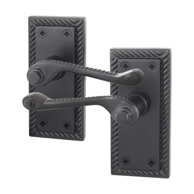 AFIT Matt Black Georgian Scroll Internal Door Handles on Backplate - Lever Latch