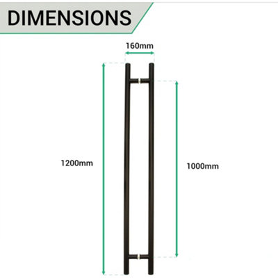 AFIT Matt Black Guardsman Pull Handles - Back to Back 1200 x 32 x 1000mm