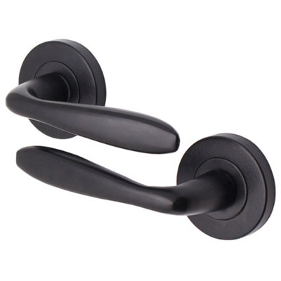 AFIT - Matt Black Internal Door Handles 1 Pair Interior Round Handles Santeau Range