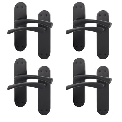 AFIT Matt Black Internal Door Handles - 4 Pairs - Novi Backplate Range
