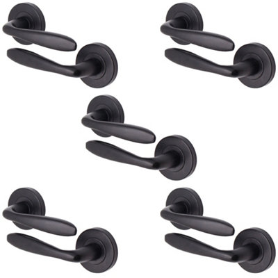 AFIT Matt Black Internal Door Handles - 5 Pairs - Santeau Range