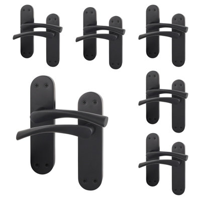 AFIT Matt Black Internal Door Handles - 6 Pairs - Novi Backplate Range