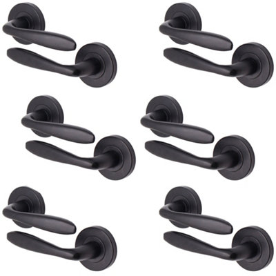 AFIT - Matt Black Internal Door Handles 6 Pairs of Interior Round Handles Santeau Range