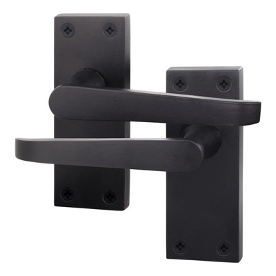 AFIT Matt Black Internal Door Handles on Backplate - Straight Pattern