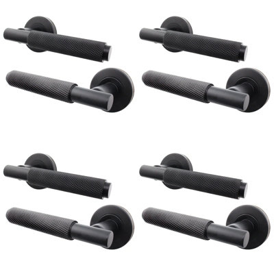 AFIT Matt Black Internal Knurled Door Handles - Pack 4 - Dixon Range