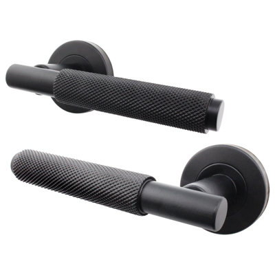 AFIT Matt Black Knurled Internal Door Handles - Dixon Range