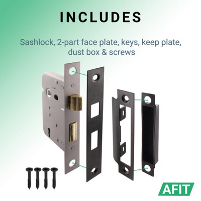 AFIT Matt Black Sashlock - Fire Rated & CE Approved Mortice Door Lock ...