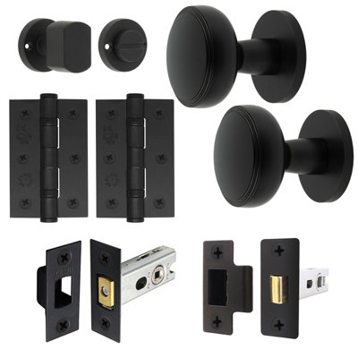 AFIT Medena Mortice Door Knob Bathroom Deadbolt Kit - 80mm -  Matt Black