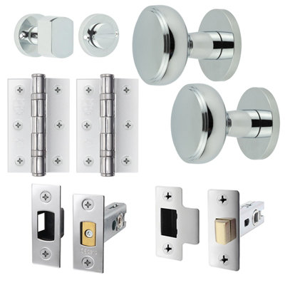 AFIT Medena Mortice Door Knob Bathroom Deadbolt Kit - 80mm -  Polished Chrome