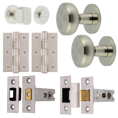 AFIT Medena Mortice Door Knob Bathroom Deadbolt Kit - 80mm -  Satin Nickel
