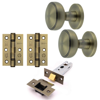 AFIT Medena Mortice Door Knob Latch Kit - 76mm -  Antique Brass