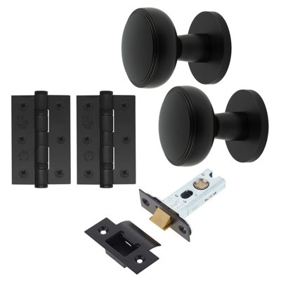 AFIT Medena Mortice Door Knob Latch Kit - 76mm -  Matt Black