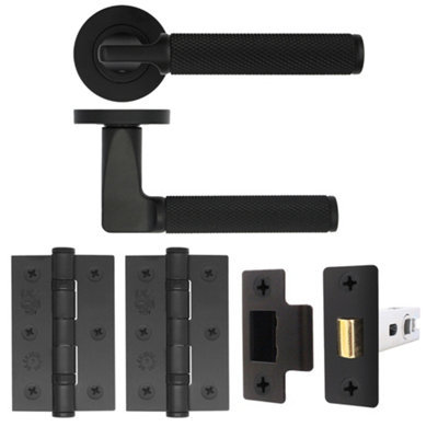 AFIT Modus Black Lever on Rose Door Handle Pack - Latch