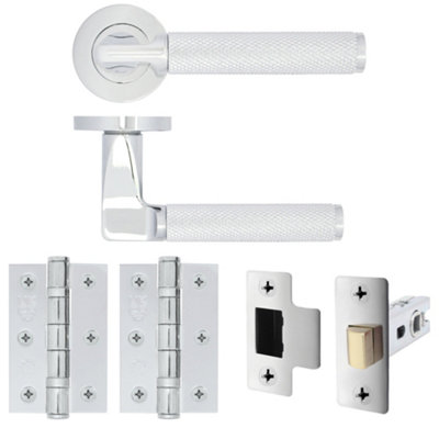 AFIT Modus Polished Chrome Lever on Rose Door Handle Pack - Latch