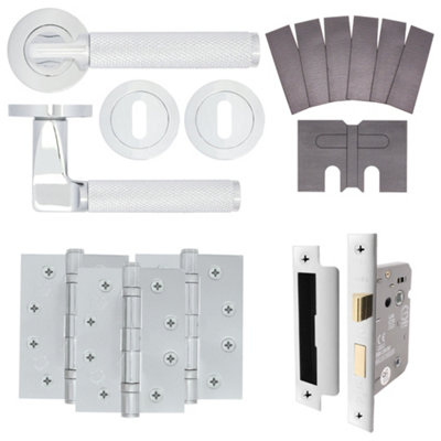 AFIT Modus Polished Chrome Lever on Rose Fire Door Handle Pack - 3 Lever Lock - FD30/60