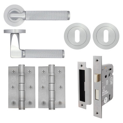 AFIT Modus Satin Chrome Lever on Rose Door Handle Pack - 3 Lever Lock