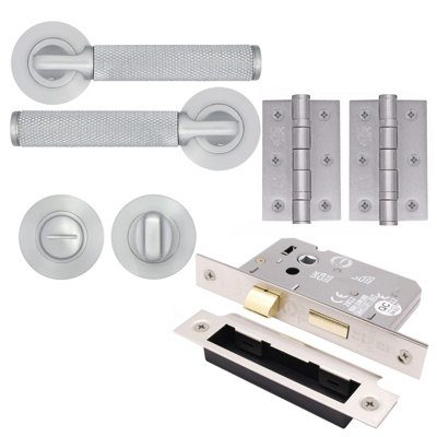 AFIT Modus Satin Chrome Lever on Rose Door Handle Pack - Bathroom