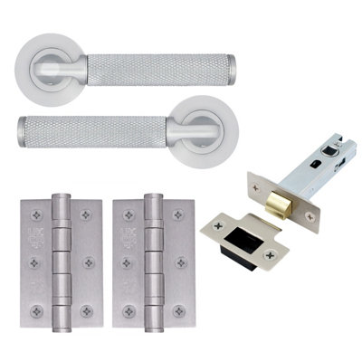 AFIT Modus Satin Chrome Lever on Rose Door Handle Pack - Latch