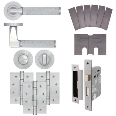 AFIT Modus Satin Chrome Lever on Rose Fire Door Handle Pack - Bathroom - FD30/60