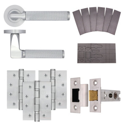 AFIT Modus Satin Chrome Lever on Rose Fire Door Handle Pack - Latch - FD30/60