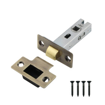 AFIT Mortice Tubular Door Latch Quality Bolt Through Type With Smart Keep 2.5" - Antique Brass - Pack of 1 Latch