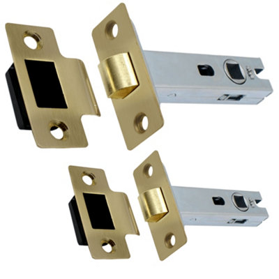 AFIT Mortice Tubular Door Latch Quality Bolt Through Type With Smart Keep 2.5" - Antique Brass - Pack of 2 Latch