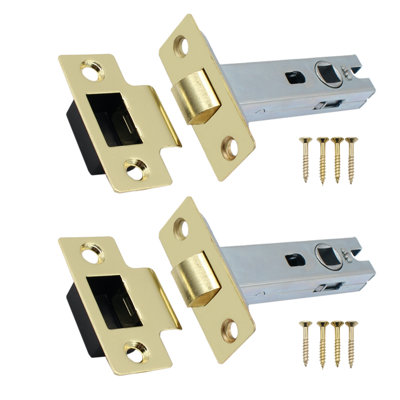 AFIT Mortice Tubular Door Latch Quality Bolt Through Type With Smart Keep 2.5" - Brass - Pack of 2