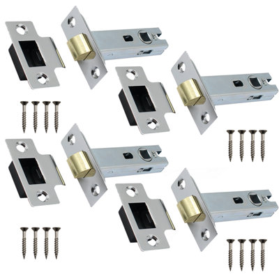 AFIT Mortice Tubular Door Latch Quality Bolt Through Type With Smart Keep 2.5" - Polished Chrome - Pack of 4