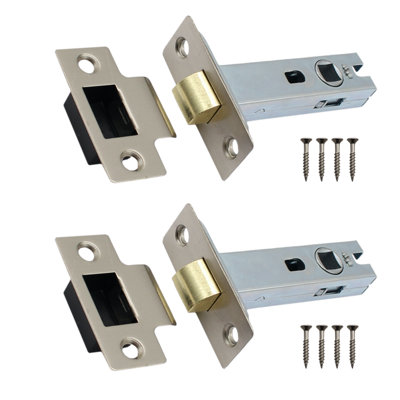 AFIT Mortice Tubular Door Latch Quality Bolt Through Type With Smart Keep 3" - Satin Nickel - Pack of 2