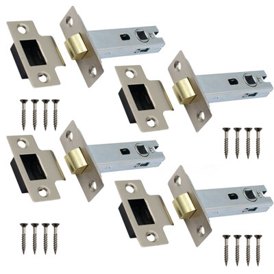 AFIT Mortice Tubular Door Latch Quality Bolt Through Type With Smart Keep 3" - Satin Nickel - Pack of 4