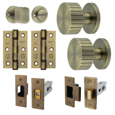 AFIT Notar Mortice Door Knob Bathroom Deadbolt Kit - 80mm -  Antique Brass