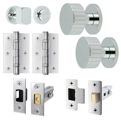 AFIT Notar Mortice Door Knob Bathroom Deadbolt Kit - 80mm -  Polished Chrome