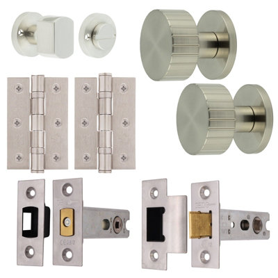 AFIT Notar Mortice Door Knob Bathroom Deadbolt Kit - 80mm -  Satin Nickel