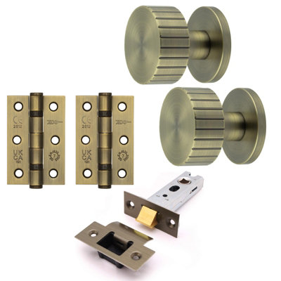 AFIT Notar Mortice Door Knob Latch Kit - 76mm -  Antique Brass